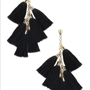 Daydreamer Tassel Earrings in Black and Gold